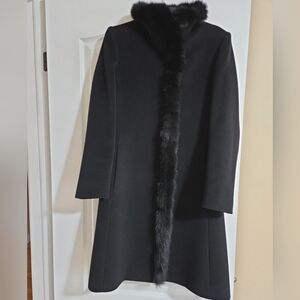 Elegant Black Fur-Trimmed Women's Coat